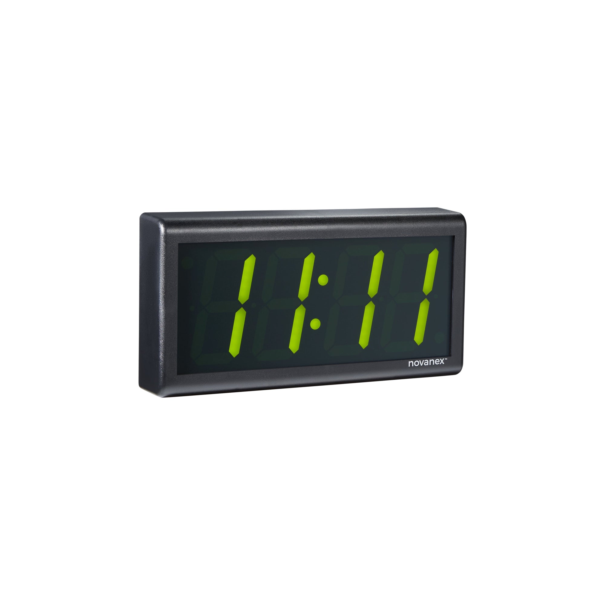 digit PoE clock with green LEDs and black ABS case