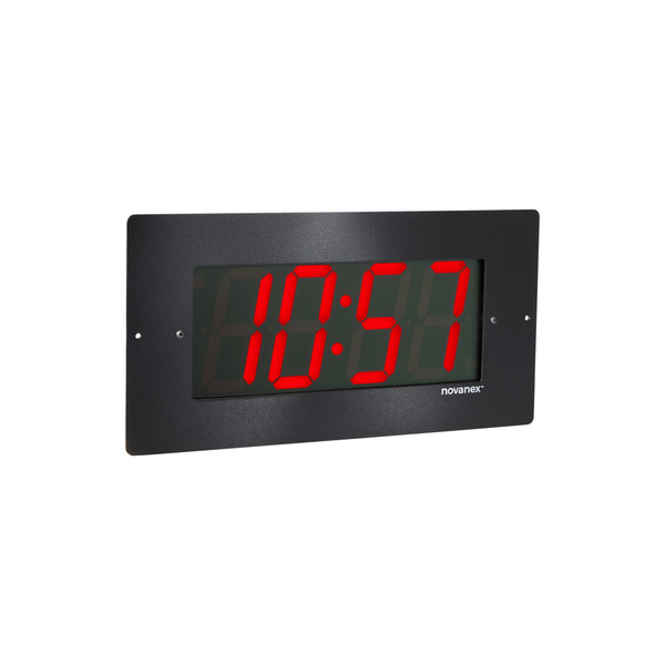 Four digit PoE clock, recessed mounting, red LEDs