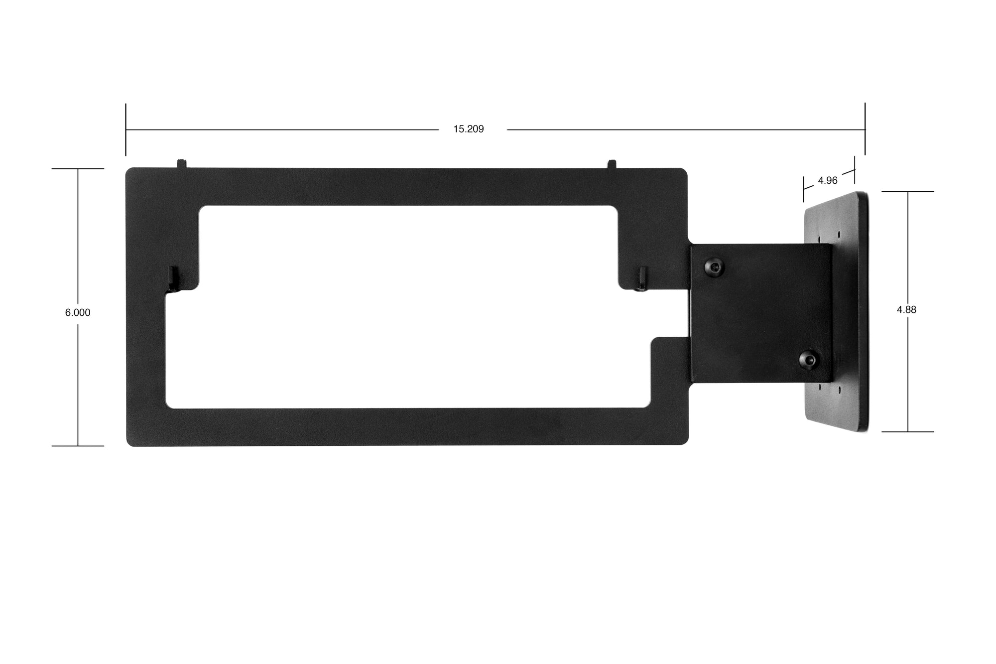 Dimensions of ONT4KIT 4 digit PoE clock wall mount bracket