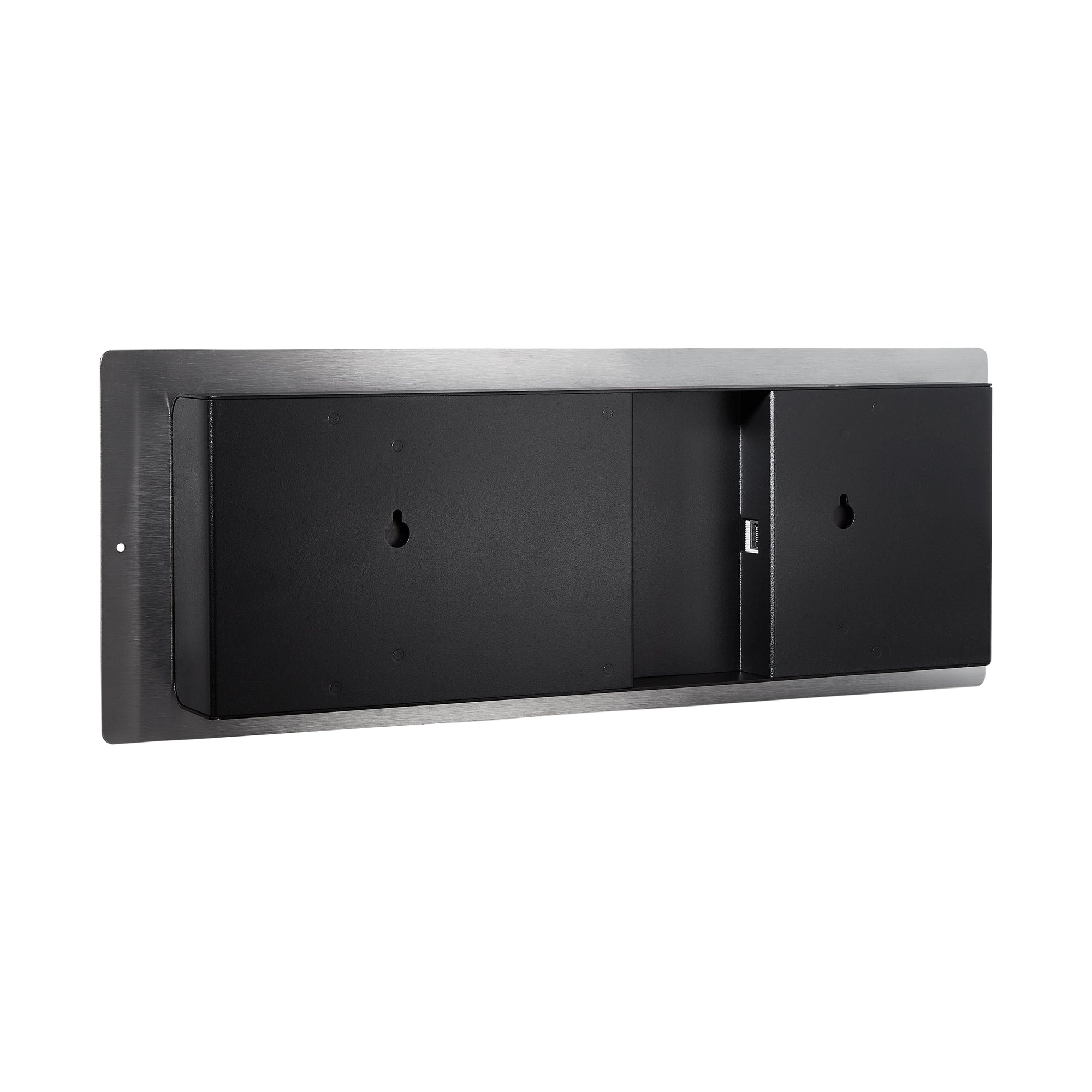 Rear view of ONT6BKFMS-G stainless 6 digit green LED PoE clock