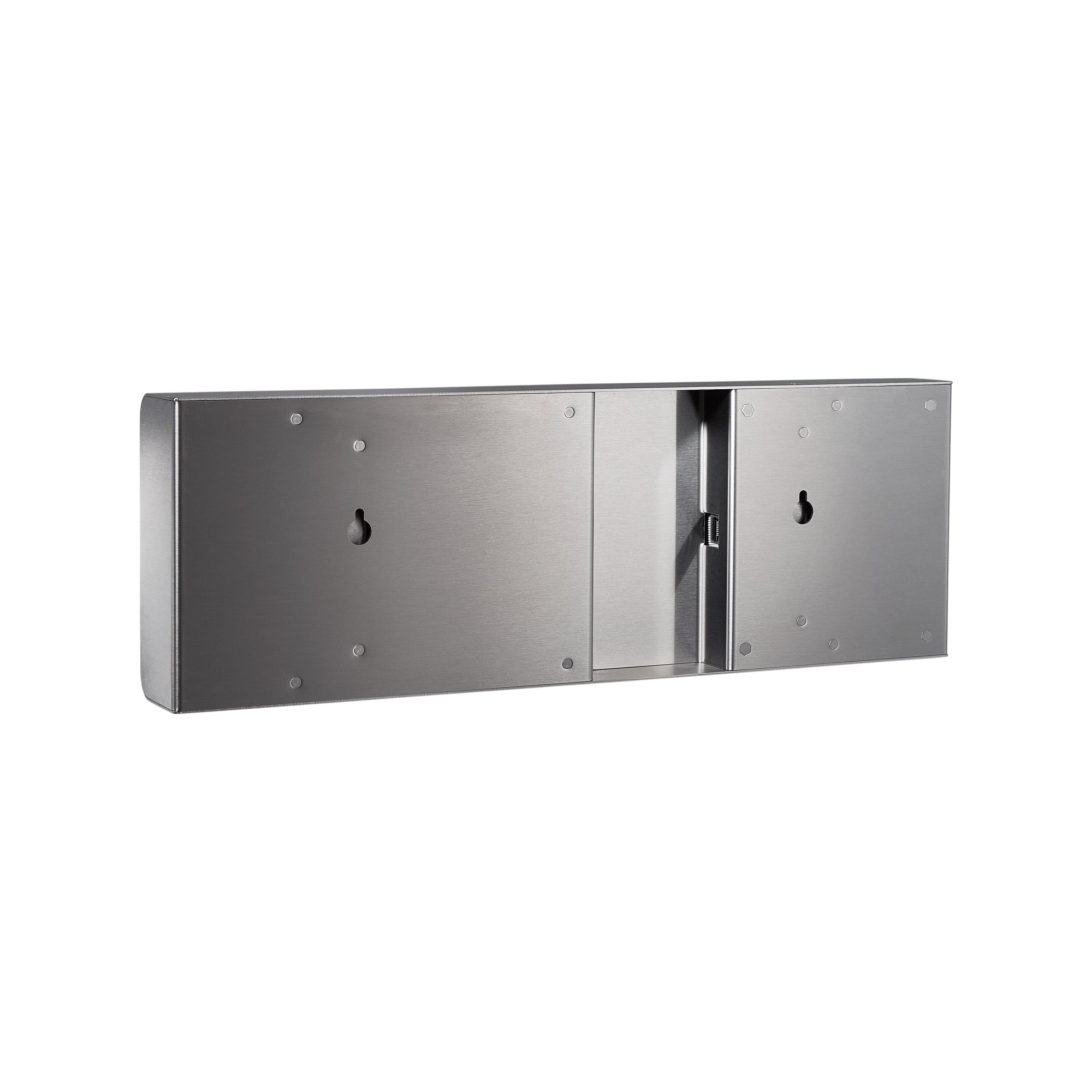 Rear view of ONT6SS-G stainless 6 digit PoE clock with green LEDs